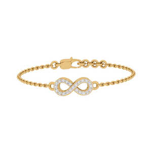 Pulsera Infinito de Oro Certificado de 14K/18K con Diamantes Reales, 7.0 Pulgadas de Largo, Opciones en Oro Amarillo/Rosa/Blanco, 23 Piedras, Elegante con Diamantes - Product Image 2