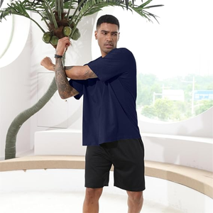 เสื้อยืดผู้ชายผ้าฝ้าย100% โอเวอร์ไซส์หนาพิมพ์ลายแบบกำหนดเองทำในบังคลาเทศแบบเรียบ - Product Image 2