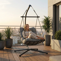 Fauteuil suspendu en métal pour jardin, chaise balançoire œuf chinoise une place avec support pour balcon