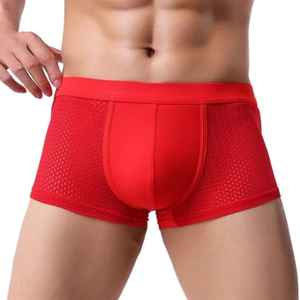Calzoncillos y Bóxers de cintura elástica de tiro alto para hombre, ropa interior transpirable de secado rápido, tejido de punto de fibra de Bambú - Product Image 3