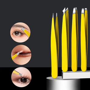 Últimas pinzas de Cejas Amarillas Pinzas de manicura Inclinación y Punta Pinzas de cejas de acero inoxidable - Product Image 5