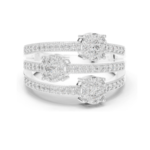 Bague triple pierres en diamant de laboratoire pour femme, poids total 0,63 carat, clarté VVS-VS EF, or 18 carats, 14 carats, 10 carats et argent 925, rose - Product Image 3