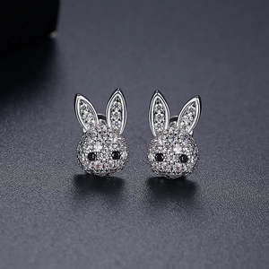 Juego de pendientes y colgante de conejito de plata de ley brillante, idea de regalo perfecta - Product Image 6