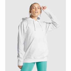 <b>Women's</b> Custom Printed <b>White</b> Fleece <b>Hoodie</b> Warm Pullover Long Sleeve Soft Cozy Sweatshirt Kangaroo Pocket Casual Daily Front - Product Image 1