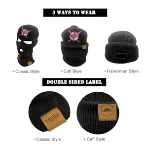 Logotipo personalizado, venta al por mayor, máscara de esquí de punto de invierno con 3 agujeros, pasamontañas personalizado, máscara personalizada desgastada, acrílico, felpa, Unisex - Product Image 5