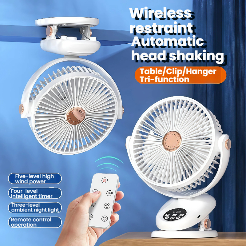 Portable Rechargeable 4000mAh Desk Travel Stand Wall Mounted Fan With LED Light Oscillating Car Wall Table Home Fan Clip Fan