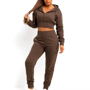 Ensemble de survêtements pour femmes, sweat-shirts à manches longues et crop top tendance, ensemble de pantalons 2 pièces, jogging, survêtement d'hiver, 2026 - Product Image 1
