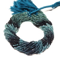 Perles rondes micro-facettées en tourmaline bleue indicolite naturelle de 2 mm, pierres précieuses en vrac pour la fabrication de bijoux, fournisseurs de cristaux en gros
