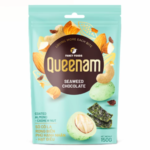 Fournisseur de chocolat en dragées sur mesure en gros, fabricant HALAL OEM/ODM, collation aux saveurs d'algues marines, d'amandes et de noix de cajou, 150 g - Product Image 1