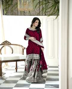 Heavy Embroidery Sequence Work <b>Top</b>-Gharara and Dupatta Set Fully <b>Stitched</b> for Party Occasions - Product Image 6