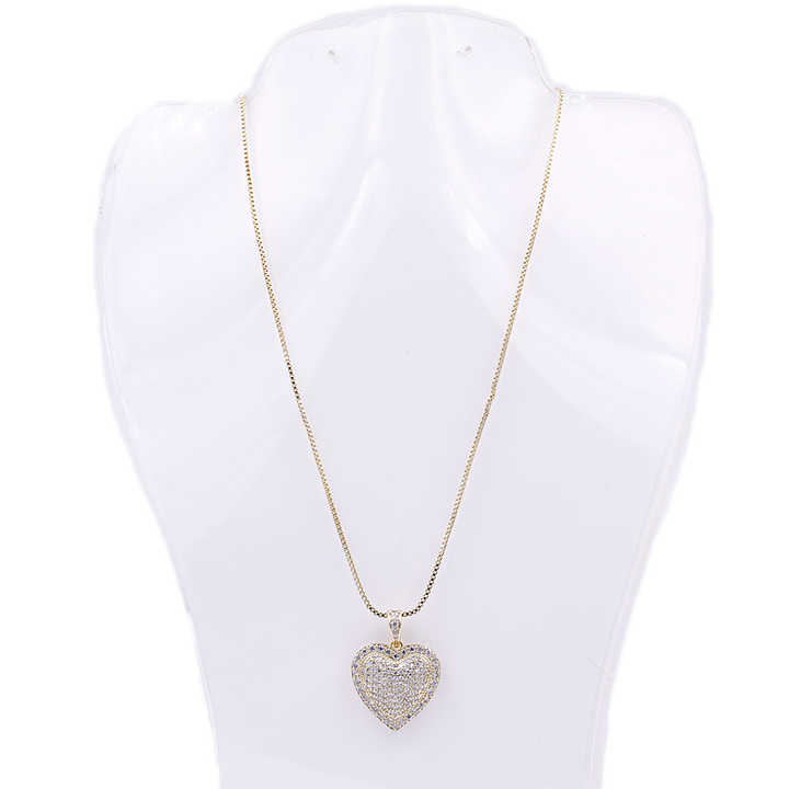 Gold-Plated Heart Necklaces with Box Chain Trendy Cross Moon Key Pattern Featuring Diamonds and Pearls for Gifts Parties