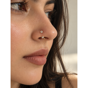 แหวนเหล็กกล้าไร้สนิมชุบทองรูปเกือกม้าสำหรับเด็กประดับเพชร - Product Image 3