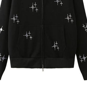 เสื้อฮู้ดดี้ประดับเพชรแบบซิป รุ่นปี 2026 ดีไซน์ทันสมัยสำหรับทุกเพศ สไตล์ฮิปฮอป แนวสตรีทแวร์ ผ้าฝ้าย 100% สำหรับฤดูหนาว ราคาประหยัด - Product Image 5