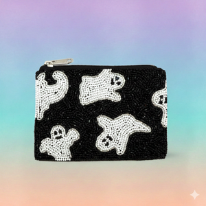 Porte-monnaie vintage brodé de haute qualité avec perles, taille mini, résistant à l'eau, fermeture éclair écologique pour femmes, idéal pour Halloween - Product Image 1