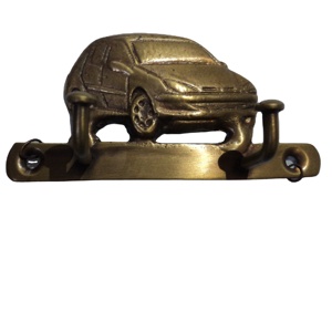 Antique Brass <b>Car</b> Wall <b>Hook</b> 2 Pegs | Vintage Metal Key Holder Hanger | Decorative Automobile Wall Mount Key Rack - Product Image 1
