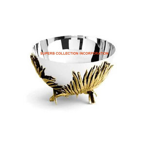 Juego al por mayor de 2 cuencos decorativos de Granada de aluminio, cuenco de servicio de material metálico dorado de alta calidad a precio mayorista - Product Image 5