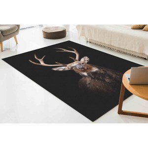 Deer <b>Rug</b>: Anti-Slip Animal Print Carpet, Farmhouse Decor,<b>Chenille</b> <b>Rug</b> - Product Image 2
