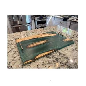 Bandeja de Servicio de Resina y Madera Hecha a Mano con Detalles de Ágata, Especial para Ramadán - Product Image 3