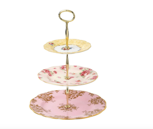 Support à gâteau en métal à 3 niveaux Old Country Roses personnalisable doré de luxe pour mariage et hôtel antirouille - Product Image 1