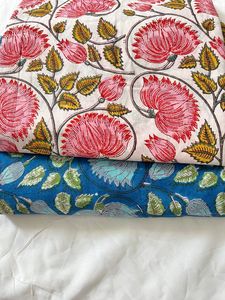 Hecho a mano Jaipuri estampado flor bloque estampado Mujer fiesta desgaste Swing vestido tela étnica artesanía acolchado tela de algodón - Product Image 4