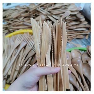 Juego de cubiertos de bambú reutilizables respetuosos con el medio ambiente Cubiertos de bambú para alimentos/Vajilla de bambú Cuchara de paja de Eco2go Vietnam - Product Image 5