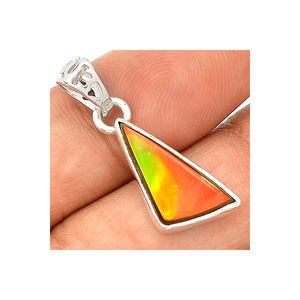Vente en gros Argent Sterling 925 Ammolite Pierre Précieuse Naturelle Solide 925 Starling Argent Pendentif Fait Main Bijoux pour le fournisseur - Product Image 5