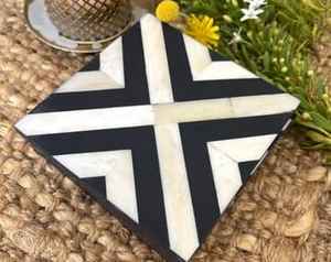 Customized Top Quality Good <b>Polished</b> Handcrafted Natural Wooden Bone Inlay coaster for Hotel ,home and Restaurant From India. - Product Image 2