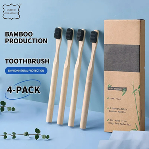 Venta al por mayor cerdas suaves negras mejor calidad 100% cepillo de dientes de bambú biodegradable respetuoso con el medio ambiente cepillos de dientes de madera biodegradables - Product Image 5