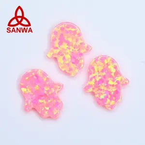 Bello Opal Opal OP42 Royal Pink Lab Tumbuh Opal Bentuk Tangan 11X13Mm Hamsa Bead Distributor Langsung untuk 925 Liontin Perak Perhiasan