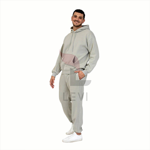 Conjunto Deportivo Unisex de Invierno, Algodón Grueso, Color Sólido, Logotipo Bordado, Colores Personalizados, Sudadera Holgada con Capucha, Pantalones Deportivos de Felpa, Transpirable - Product Image 4