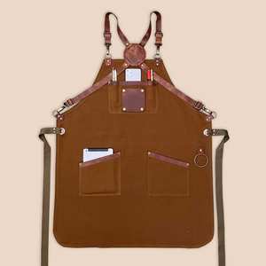 Tablier en cuir fait main avec poches à outils Tablier en cuir polyvalent et personnalisé avec logo imprimé pour artisans et artisans - Product Image 5