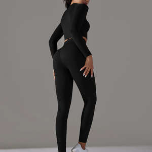 Ensemble de leggings de yoga et de soutien-gorge de sport sans bretelles pour femmes de haute qualité OEM, 2 pièces, uni, respirant, séchage rapide - Product Image 6