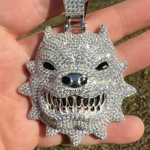 Angry Pitbull colgante para VVS moissanite diamante 925 plata esterlina Iced Out hip hop joyería fina colgantes y encanto regalo para ella - Product Image 1
