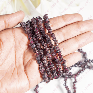 Natural Maroon Color <b>Garnet</b> Irregular Shape Gemstone Chip <b>Bracelet</b> Healing Crystals for Meditation Party Wear At Bulk Price - Product Image 2