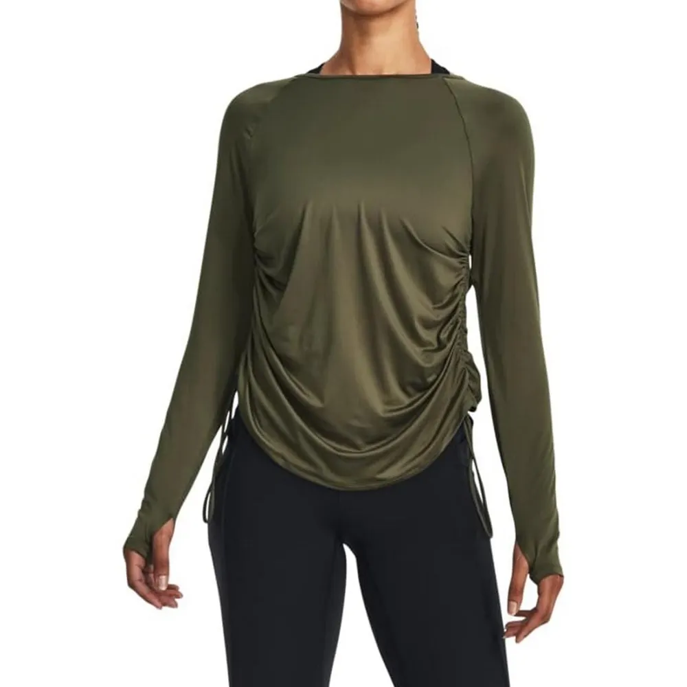 Kadınlar için uzun kollu Polyester t-şört underwomen konfor Tee spor serin Casual Fit yuvarlak boyun bluzlar özel gömlek