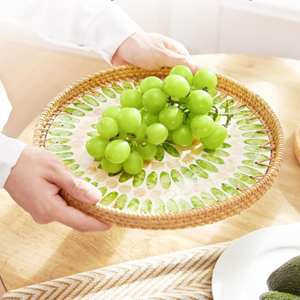 Bandeja de Ratán con Incrustaciones de Madreperla, Hermosa y Elegante, Bandeja Decorativa de Madreperla para Ramadán, Eid, Venta al por Mayor en Vietnam - Product Image 4