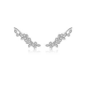 Boucles d'oreilles pendantes classiques en or blanc de qualité supérieure, fabriquées à la main, avec forme de fleur et placage or 18 carats - Product Image 3