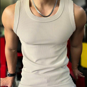 Nuevo Chaleco Deportivo para Hombre, Venta al por Mayor, Mezcla de Algodón, Tejido de Punto, Sin Mangas, Color Sólido, Transpirable, Ligero, Informal, para Entrenamiento - Product Image 6