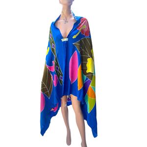 ชุดว่ายน้ำโสร่งชายหาดผ้าเรยอน100% วาดมือมีสไตล์สำหรับผู้ใหญ่ดีไซน์ลายดอกไม้กว้างคล้ายกับบิกินี่ - Product Image 3