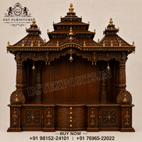 Mandir de prière en teck blanc pour la maison, design traditionnel, autel sculpté, colonnes décoratives, durable, taille personnalisée