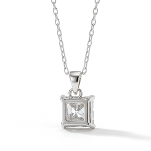 Pendentif SHREYA DIAM en forme de cœur avec pavé de moissanite et perle d'eau douce, en argent 925 plaqué rhodium, micro-incrustation, taille brillante, tendance - Product Image 5