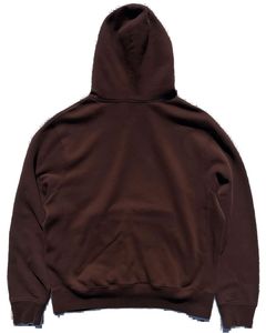 Sweat-shirt à capuche unisexe en molleton épais marron café, coupe oversize, style streetwear, avec poche kangourou, en coton uni, personnalisable OEM - Product Image 2