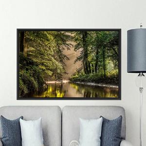 Printed Canvas: Forest Landscape, River Wall Art, Green Artwork,1P:Black <b>Framed</b> - Product Image 1