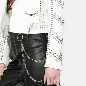 Giá bán buôn thời trang mới PU da Studded Áo khoác/Phong cách mới nhất Màu rắn mặc giản dị áo khoác da - Product Image 6