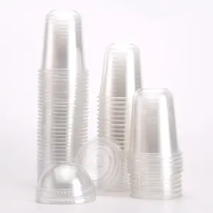 Luckytime Hot sale customized printed 7oz,16 oz, 24oz bubble boba tea U Shape PP Cup Disposable Clear milk shake plastic Cups