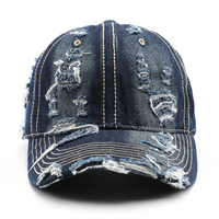 Casquettes de baseball unisexes de haute qualité, élégantes, à visière, en denim délavé à l'acide, couleur délavée, broderie, type denim, polyester/coton, streetwear