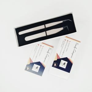 Pinzas de extensión de pestañas de acero inoxidable antideslizantes Herramientas de precisión para maquillaje con pestañas de punta de fibra sostenible - Product Image 3