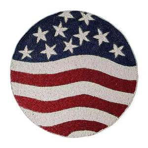 Redondo rojo blanco y azul bandera americana cristal bordado con cuentas con cristal hecho a mano decoración de mesa de comedor para boda - Product Image 1