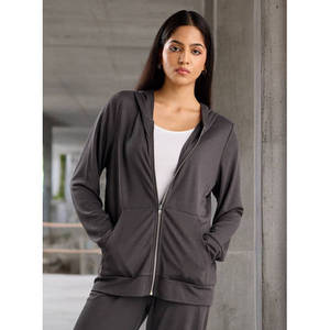 110 Apparel <b>Women's</b> Textured <b>Zip</b> <b>Hoodie</b> Pockets Casual Full <b>Zip</b> Hooded Sweatshirt 100% Cotton Lined Long Sleeve Relaxed Fit - Product Image 1