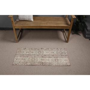 Tapis vintage 1,5x3,5 pieds, petit tapis turc, tapis blanc à pois - Product Image 4